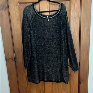 Free People Black and White Knit Off the Shoulder Sweater Dress